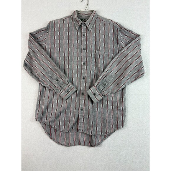 Vintage 90's Levis Sutter Creek Shirt Mens M Gray Red Flannel Cowboy Aztec - Picture 2 of 14